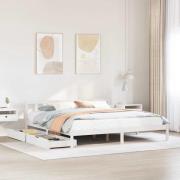 vidaXL Sängram utan madrass vit 200x200 cm massiv furu