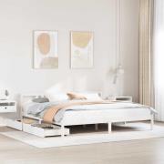 vidaXL Sängram utan madrass vit 200x200 cm massiv furu