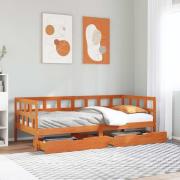 vidaXL Dagbädd med lådor utan madrass vaxad brun 90x190 cm massivt trä