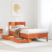 vidaXL Sängram utan madrass vaxbrun 75x190 cm massiv furu