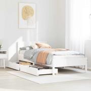 vidaXL Sängram utan madrass vit 100x200 cm massiv furu