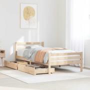 vidaXL Sängram utan madrass 90x200 cm massiv furu