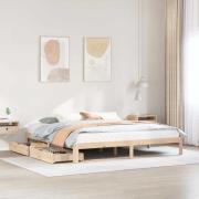 vidaXL Sängram med lådor 200x200 cm massiv furu