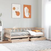 vidaXL Dagbädd med lådor 90x200 cm massiv furu