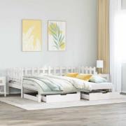 vidaXL Dagbädd utdragbar med lådor utan madrass vit 90x190 cm