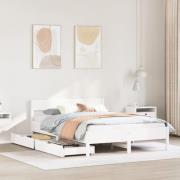 vidaXL Sängram utan madrass vit 140x200 cm massiv furu