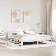 vidaXL Sängram med lådor vit 180x200 cm massiv furu