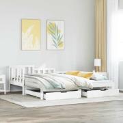 vidaXL Dagbädd utdragbar med lådor utan madrass vit 90x200 cm