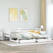 vidaXL Dagbädd utdragbar med lådor utan madrass vit 90x190 cm