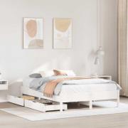 vidaXL Sängram utan madrass vit 135x190 cm massiv furu