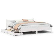 vidaXL Sängram med lådor vit 180x200 cm massiv furu