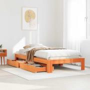 vidaXL Sängram utan madrass vaxbrun 75x190 cm massiv furu
