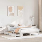vidaXL Sängram utan madrass vit 135x190 cm massiv furu