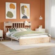 vidaXL Säng med bokhylla utan madrass 200x200cm massiv furu