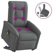 vidaXL Massagefåtölj med uppresningshjälp mörkgrå tyg