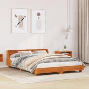 vidaXL Sängram utan madrass vaxbrun 160x200 cm massiv furu