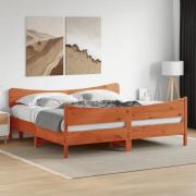 vidaXL Sängram utan madrass vaxbrun 180x200 cm massiv furu