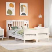 vidaXL Sängram utan madrass vit 140x200 cm massiv furu