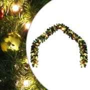 vidaXL Julkrans dekorerad med julkulor och LED-lampor 5 m