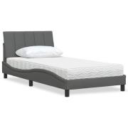vidaXL Bed with Mattress "Hanko" Dark Grey 100x200 cm Fabric