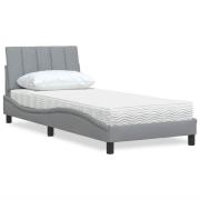 vidaXL Säng med madrass ljusgrå 90x190 cm tyg