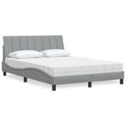 vidaXL Bed with Mattress "Hanko" Light Grey 140x190 cm Fabric