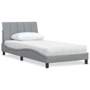 vidaXL Säng med madrass ljusgrå 100x200 cm tyg