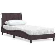 vidaXL Bed with Mattress "Hanko" Dark Brown 90x200 cm Fabric
