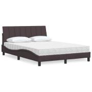 vidaXL Säng med madrass mörkbrun 140x190 cm tyg