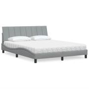 vidaXL Bed with Mattress "Hanko" Light Grey 160x200 cm Fabric