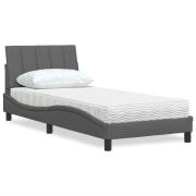vidaXL Säng med madrass mörkgrå 80x200 cm tyg