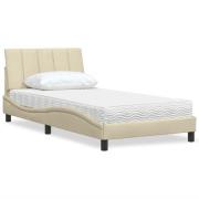 vidaXL Säng med madrass gräddvit 100x200 cm tyg