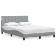 vidaXL Bed with Mattress "Hanko" Light Grey 120x200 cm Fabric