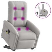 vidaXL Massagefåtölj med uppresningshjälp molngrå tyg