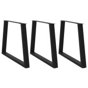 vidaXL Matbordsben V-formade 3 st svart 90x(72-73,3) cm stål