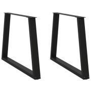 vidaXL Matbordsben V-formade 2 st svart 90x(72-73,3) cm stål