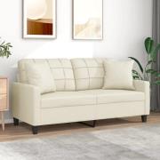 vidaXL 2-sits soffa med prydnadskuddar gräddvit 140 cm konstläder