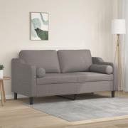 vidaXL 2-sits soffa med prydnadskuddar taupe 140 cm tyg