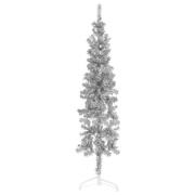 vidaXL Smal halv plastgran med stativ silver 180 cm