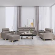 vidaXL Soffgrupp med kuddar 4 delar taupe tyg