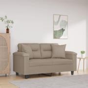 vidaXL 2-sitssoffa med prydnadskuddar taupe 120 cm mikrofibertyg