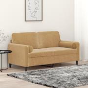vidaXL 2-sitssoffa med prydnadskuddar brun 140 cm sammet