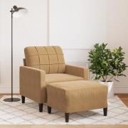 vidaXL Fåtölj med fotpall Brun 60 cm sammet