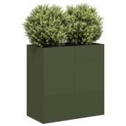 vidaXL Planteringskärl olivgrön 80x40x80 cm kallvalsat stål