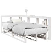 vidaXL Säng med bokhylla utan madrass vit 75x190cm massiv furu