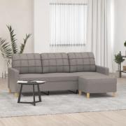 vidaXL 3-sitssoffa med fotpall taupe 180 cm tyg
