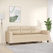 vidaXL 3-sitssoffa Gräddvit 180 cm mikrofibertyg