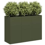 vidaXL Planteringskärl olivgrön 120x40x80 cm kallvalsat stål
