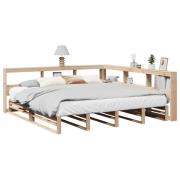 vidaXL Säng med bokhylla utan madrass 180x200cm massiv furu