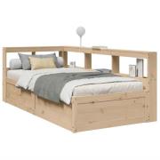 vidaXL Säng med bokhylla utan madrass 75x190cm massiv furu